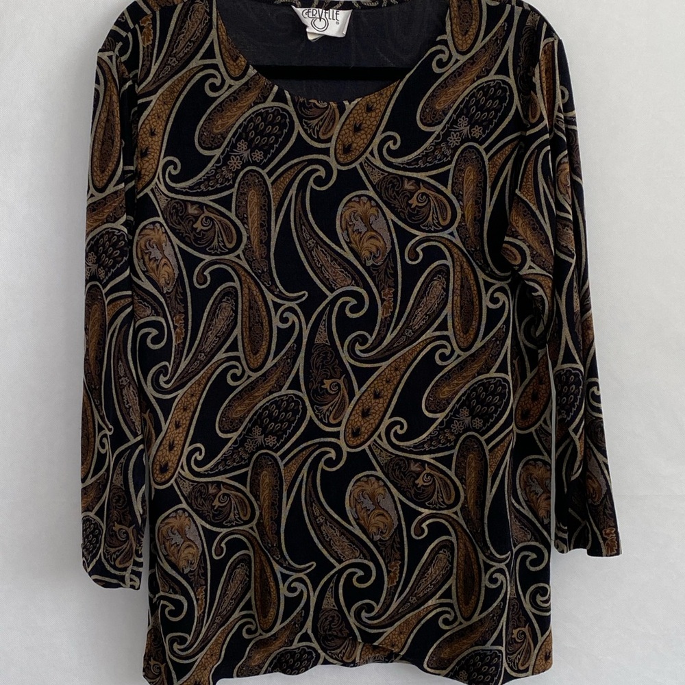 Cervelle Black and Brown Paisley Top